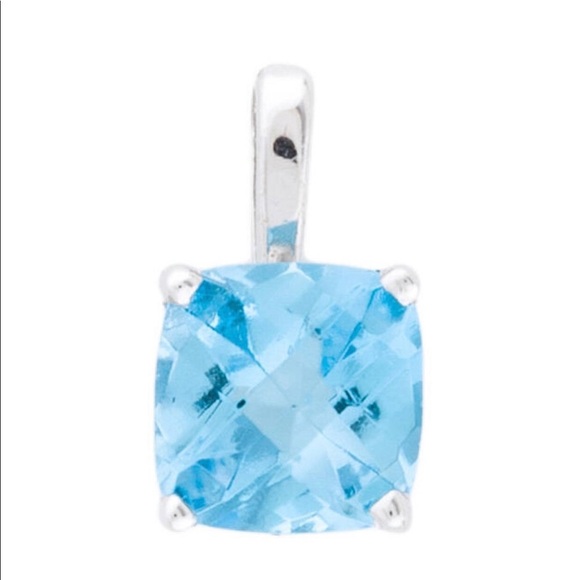 NWT $380 14K White Gold Topaz Pendant - Picture 2 of 4